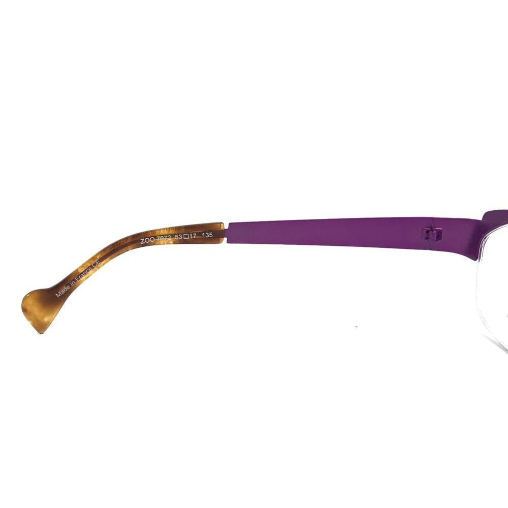 BOZ Eyeglasses Frames ZOO 7072 Purple Leopard Cat Eye Half Rim 53-17-135